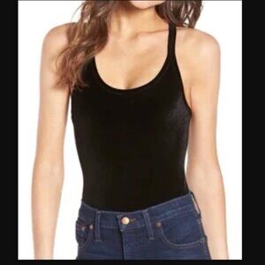 NWT Madewell Black Velvet Racerback Bodysuit
